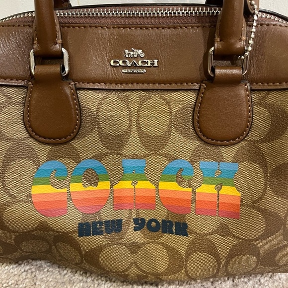 Coach Mini Bennett Satchel in Signature Canvas with Rainbow Animation - Picture 3 of 14